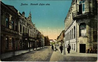 1915 Zsolna, Sillein, Zilina; Kossuth Lajos utca, Scheer Bertalan és Társa üzlete. Schwarcz Vilmos kiadása / street view, shops (EK)