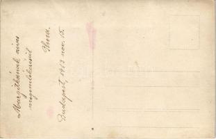 1912 Besztercebánya, Banská Bystrica; pár kiskutyával / couple with puppy. photo