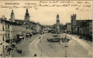 1913 Besztercebánya, Banská Bystrica; IV. Béla király tér, Löwy Jakab üzlete. Machold F. kiadása. Thurzó család tagjának levele / square, shops. Letter of a member of the Thurzó family