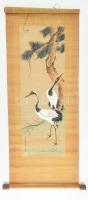 Kínai darumadaras bambuszkép, jelzett, sérült, 93x34 cm