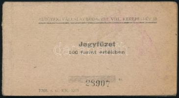 1958 Fővárosi Autótaxi Vállalat jegyfüzete 1 db 5 Ft-os, 5 db 2 Ft-os és 6 db 1 Ft-os bonnal, értékjegy, ritka