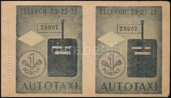 1958 Fővárosi Autótaxi Vállalat jegyfüzete 1 db 5 Ft-os, 5 db 2 Ft-os és 6 db 1 Ft-os bonnal, értékj...