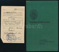 1937 A Párkányi (Felvidék) Földműves Kölcsönös Pénztár tagsági könyve, kiállítva 1939-ben, pengőre á...