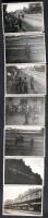 1939 Szabadka (Délvidék) felszabadult, hátoldalt leporellószerűen összeragasztott 7 db eredeti fotó a vasútállomásról, feliratozva, 6,5×8,5 cm