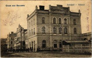 1918 Suceava, Suczawa, Szucsáva, Szőcsvásár (Bukovina); Bahnhof Itzkany / railway station