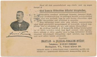 1898 Gurré Ferenc, az Ingatlan- és Jelzálog-Forgalmi-Intézet tulajdonosa (EB) + 1 filléres díjszabás