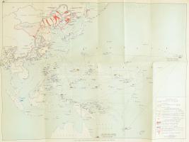 Harctevékenység a Csendes-óceánon és Ázsiában 1944-1945-ben, térkép, 43×57 cm