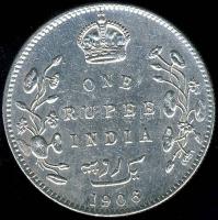 Brit-India 1906. 1R Ag VII.Edward T:2-/3