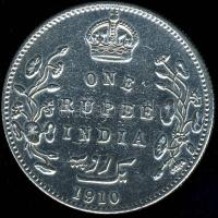 Brit-India 1910. 1R Ag VII.Edward T:2-/3