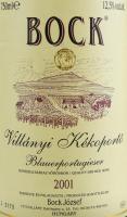 2001 Bock villányi Villányi kékoportó, 12,5%Vol. 0.75 l