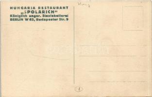 Hungaria Restaurant "Spolarich" Königlich ungar. Staatskellerei. Berlin Budapester Str. 9....