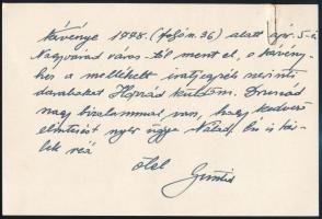 Jány Gusztáv vezérezredes autográf sorai 2. magyar honvéd hadsereg parancsnok fejléces levélpapírral