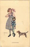 1925 Puppenkorso / Lady with Dachshund dog. B.K.W.I. 542-3. s: Manasse (EK)