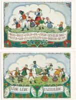2 db RÉGI magyar folklór művészlap vitéz Pataky Ferenc szignóval / 2 pre-1945 Hungarian folklore art postcards signed by Ferenc Pataky