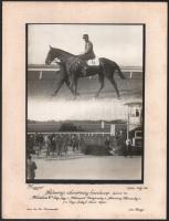 1929 Hadseregi sikverseny handicap 1100 m. Katonai lóverseny , két fotó a versenyről, első három helyezettje a feliratozott táblán. 25x33 cm