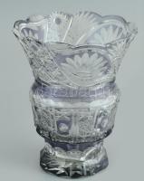 Lila kristály váza. Sérült. m: 21 cm