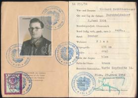 1954 Személyi igazolvány a megszállt Ausztriából orosz-német nyelven