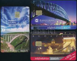 1999-2001 3 db klf Hidak telefonkártya, benne 2000 példányos ritkaság is, jó állapotban