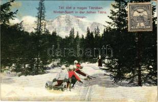 Tátra, Magas-Tátra, Vysoké Tatry; Téli élet. Tobbogán sport télen / sledding, winter sport (fl)