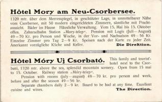 Tátra, Magas-Tátra, Vysoké Tatry; Móry szálló Újcsorbán / Nové Strbské Pleso / hotel advertisement c...