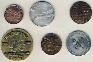 6db klf osztrák és német Br + ffém emlékérem az 1960-as évektől T:1,2