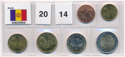 Andorra 2014. 5c-2E (6xklf) forgalmi összeállítás fóliatokban T:1-2 Andorra 2014. 5 Cent - 2 Euro (6xdiff) coin set in foil pack C:UNC-XF