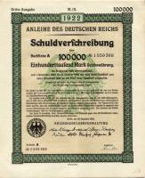 Német Birodalom/Weimari Köztársaság 1922. "Schuldverschreibung" 100.000M-ról (14x) egymásu...