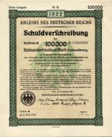 Német Birodalom/Weimari Köztársaság 1922. "Schuldverschreibung" 100.000M-ról (14x) egymásu...