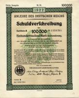 Német Birodalom/Weimari Köztársaság 1922. "Schuldverschreibung" 100.000M-ról (14x) egymásu...