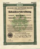 Német Birodalom/Weimari Köztársaság 1922. "Schuldverschreibung" 100.000M-ról (14x) egymásu...