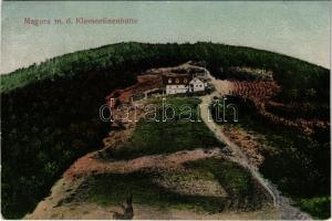 1909 Bielsko-Biala, Bielitz; Magura m. d. Klementinenhütte / mountain, chalet, tourist house (small tear)