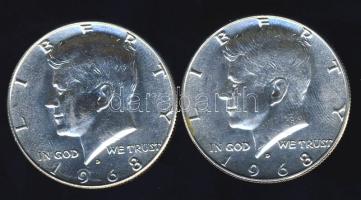 USA 1968D 1/2$(2x) Ag "Kennedy" T:1/2+