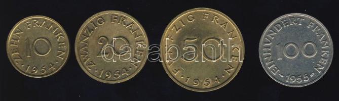 NSZK / Szárvidék 1954-55. 10Fr + 20Fr + 50Fr + 100Fr teljes sor T:2/3+