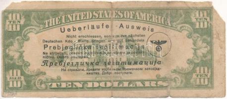 Jugoszlávia / Német megszállás ~1943-1944. Propaganda bankjegy az amerikai 10 dolláros mintájára, me...