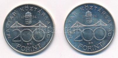 1994. 200Ft Ag "Deák" (2x) T:1,1- Adamo F13.1