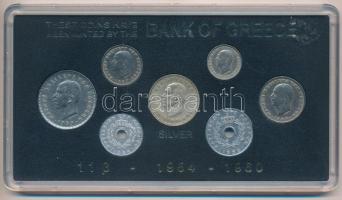 Görögország 1954-1960. 10l-20Dr (7xklf), közte 1960. 20Dr Ag, forgalmi összeállítás plasztik tokban T:2-3 Greece 1954-1960. 10 Lepta - 20 Drachmai (7xdiff), within 1960. 20 Drachmai Ag, coin set in plastic case C:XF-F