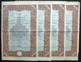 1918. "Járadékkölcsön" államadóssági kötvény 100K-ról (4x) 2x2 egymásutáni sorszámmal, szelvényekkel