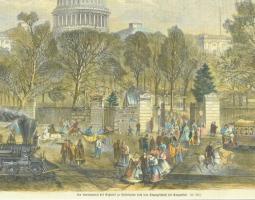 cca 1880 Capitolium, Washington (Am Gartenportal des Kapitols zu Washington nach dem Sitzungsschluss...