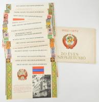 1972 50 éves a Szovjetunió, 1922-1972, kiadja a Magyar Szovjet Baráti Társaság Kulturális Osztálya, 15 t., kissé sérült, foltos kiadói papírmappában, 41x29 cm