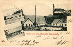 1898 Potstát, Bodenstadt; Gruss aus der Glashütte Bodenstadt / glassworks, glass factory