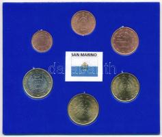 San Marino 2006-2009. 1c-1E (6xklf) forgalmi összeállítás T:1-2 San Marino 2006-2009. 1 Cent - 1 Euro (6xdiff) coin set in case C:UNC-XF