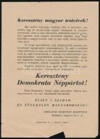 1956 A Keresztény Demokrata Néppárt újjászervezésére felhívó röplap a szabadságharc idejéből