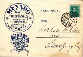 1936 Menado kávé és teabehozatal. Egyedárusító: Gold József Budapest VII. Dohány utca 20. / Hungarian coffee and tea importers shop advertisement (EK)