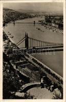 1939 Budapest, Dunai látkép, Erzsébet híd, villamos