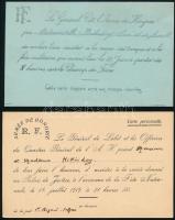 1919 A megszálló francia hadsereg 6 db (4 féle) meghívója különféle nagykikindai eseményekre június 21 -július 14 között