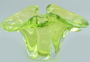 Cseh, zöld díszváza, kopott, jelzés nélkül. m: 9 cm