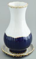 Zsolnay Pompadour mintás váza és tálka, kézzel festett, jelzett, apró kopásnyomokkal, m:18 cm, d: 12 cm.