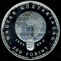 1992. 200Ft Ag "Veszélyeztetett állatvilág-gólya" T:PP