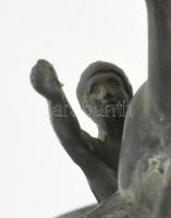 Ón névjegytartó, figurális lovas díszítménnyel. Kopottas állapotban, 21,5x20,5x15,5 cm