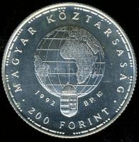 1992. 200Ft Ag "Veszélyeztetett állatvilág-gólya" T:BU